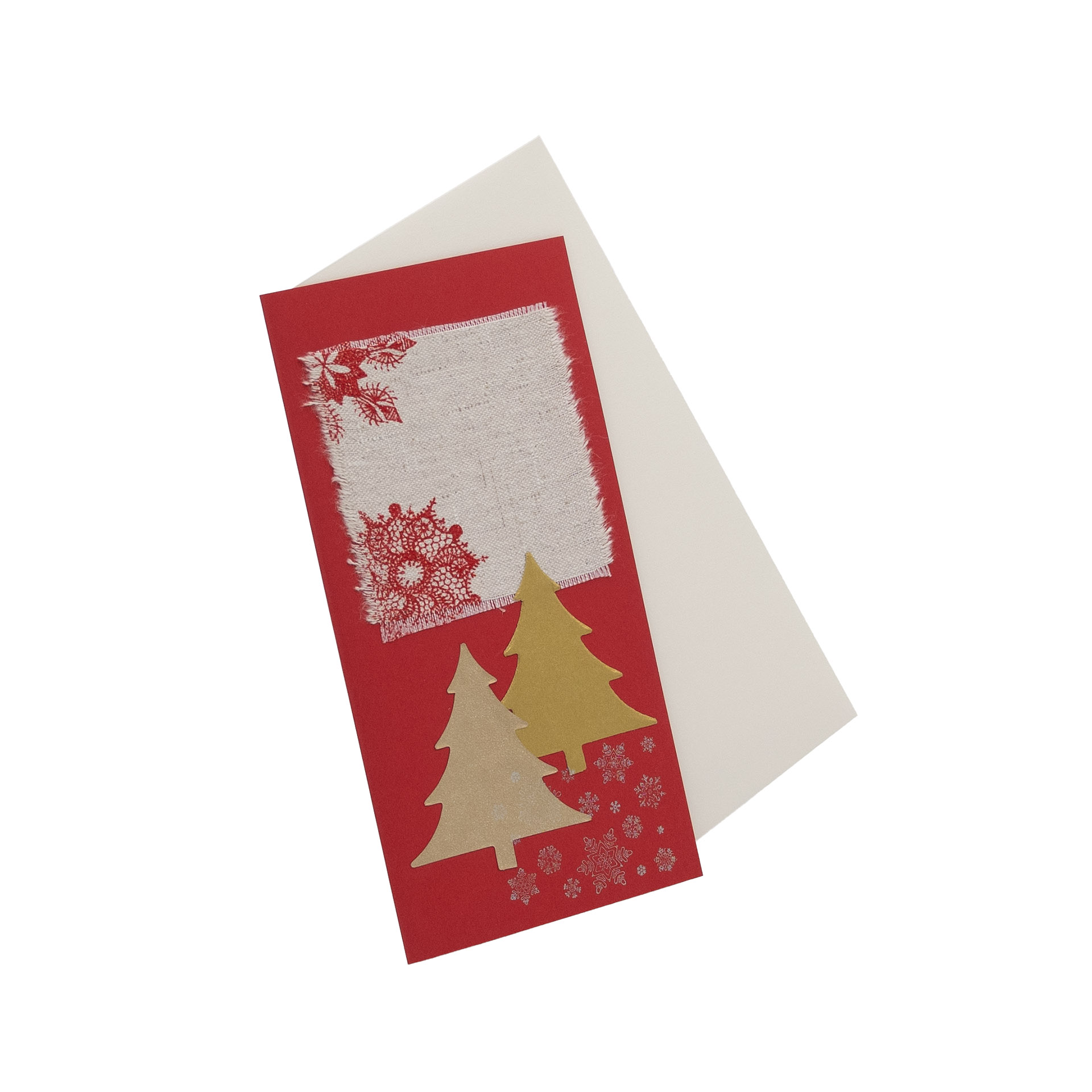 Weihnachtskarte Goldtannen mit Leinen