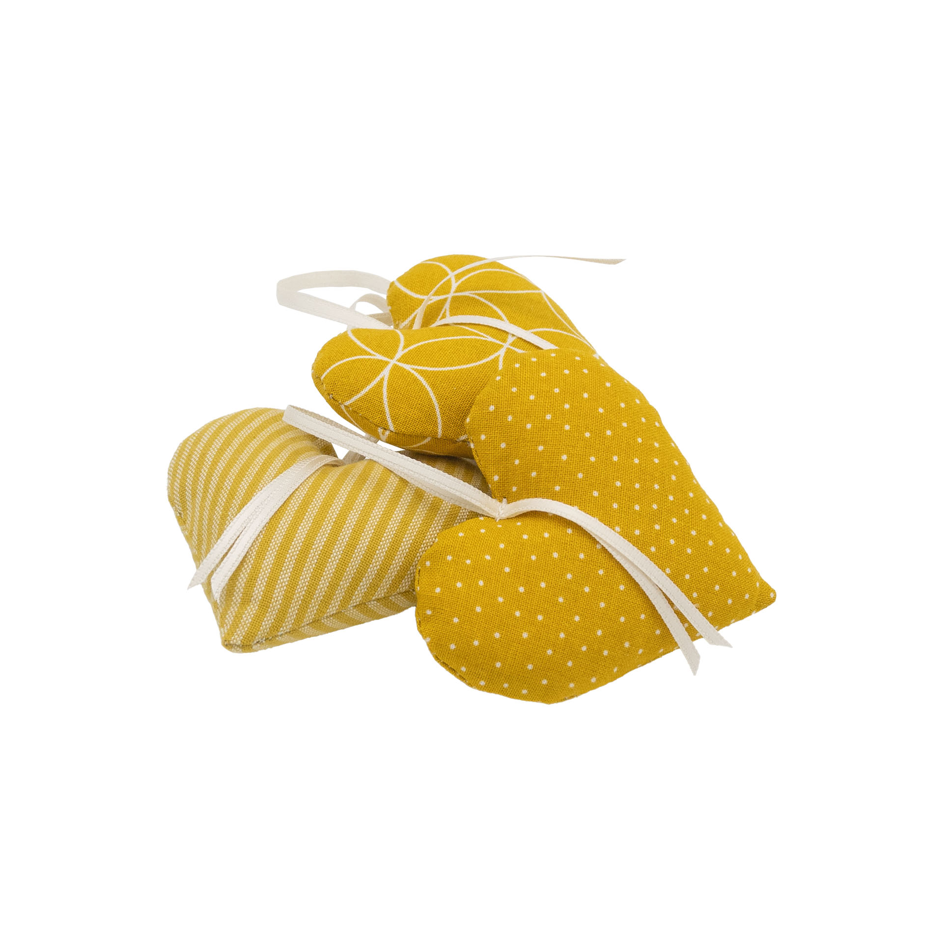 3er-Set Lavendelherzen, senf